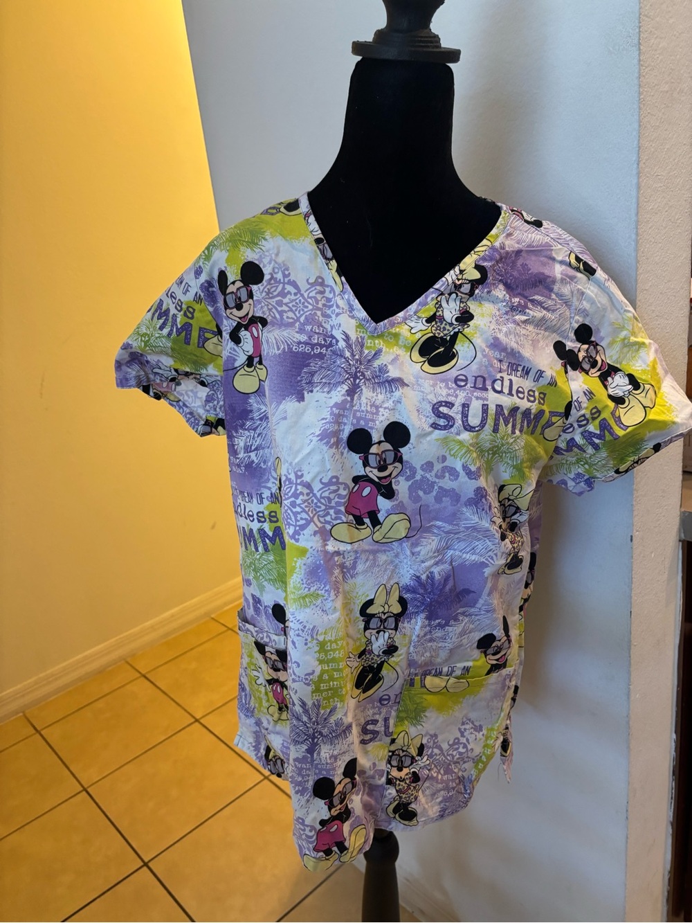 Mickey Mouse Purple & Lime Girls' Summer Print Top
